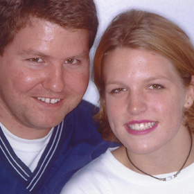 Dr. Pedley and his cousin, who was his very first veneers patient in 1997